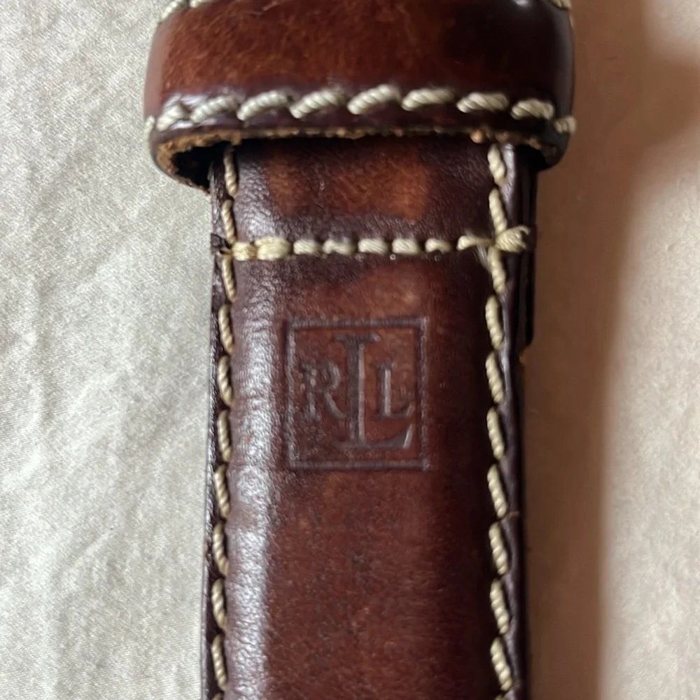 Vintage Ralph Lauren Leather Belt Men's Brown Gold tone Buckle Length: 49